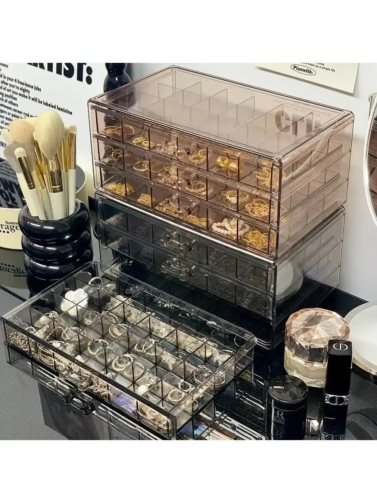 

Transparent Acrylic Jewelry Storage Box Multi-layer High-end id Organizer Box for Women Nelace Earring Ring Holder Desktop