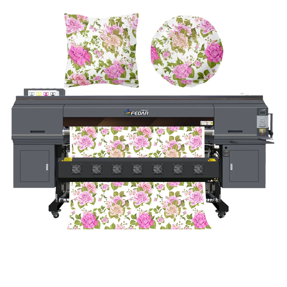 2025 طابعة نسيج نسيج Fedar 8 رؤوس Cmyk عالية السرعة لفة إلى لفة راسمة التسامي
