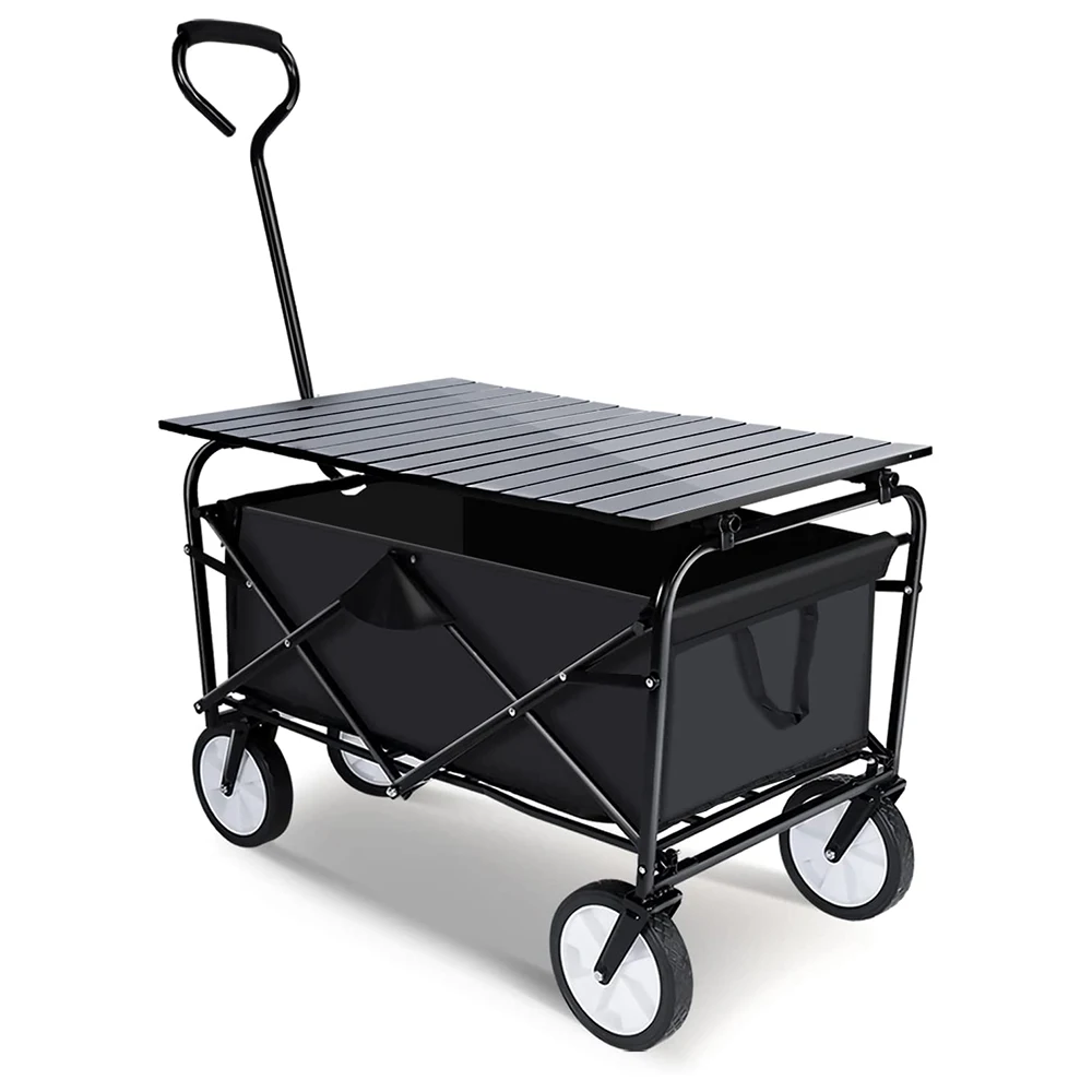 

Portable Folding Camping Beach Wagon Cart with Desktop Titanium