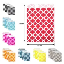 100Pcs 13x18 Christmas Kraft Paper Bags Dots Wedding Candy Biscuit packaging Bags Stripes birthday Party Gift Packaging Bag