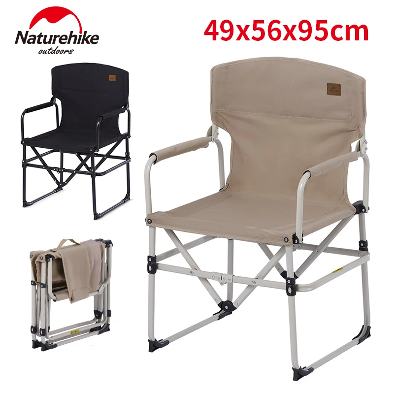 Naturehike Portable Chair Folding Stool Director Seat Outdoor Travel Beach Picnic Fishing Camping High Back Load Bearing 120kg