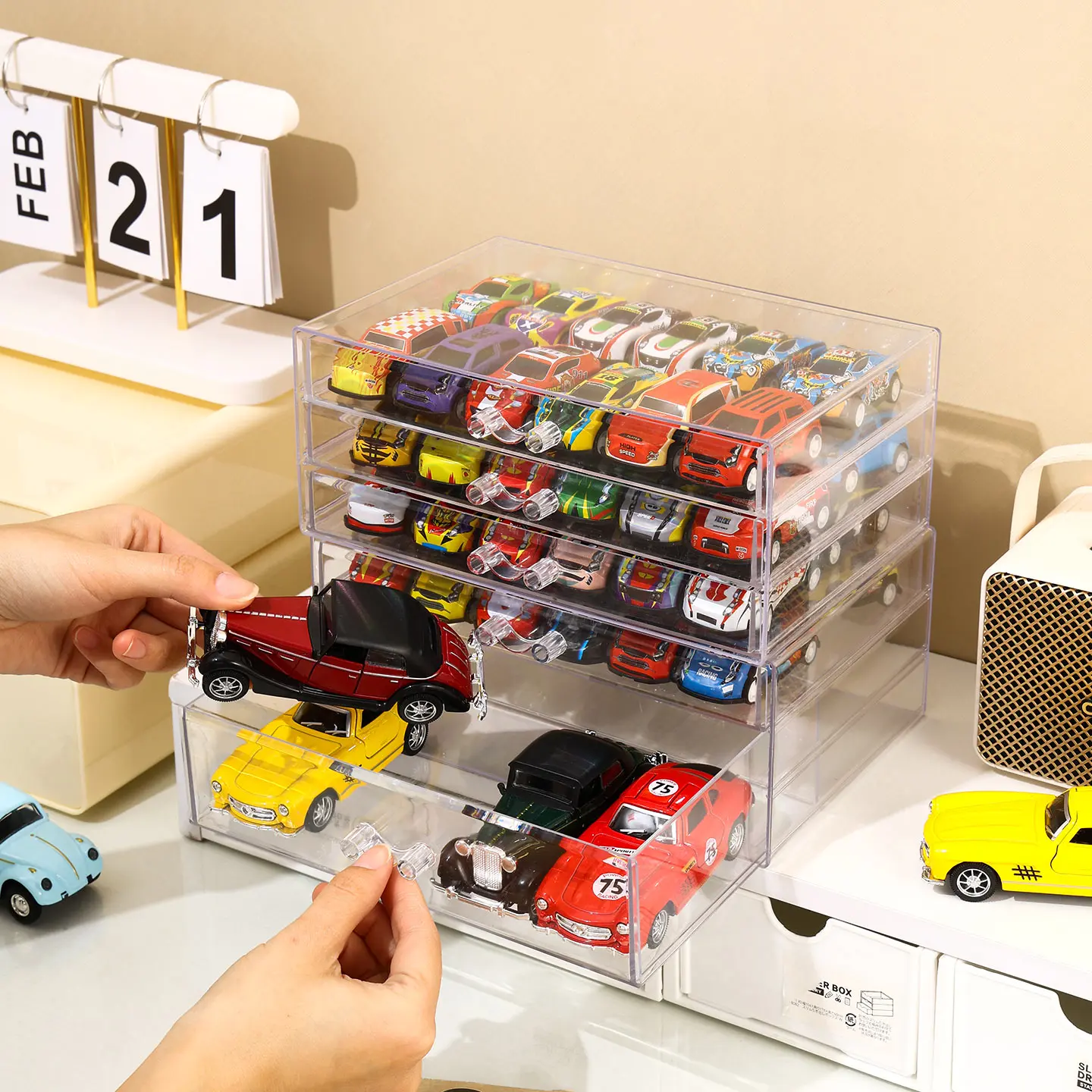1pc Transparent Acrylic Toy Car Display Box Drawer Matchbox Toy Car Storage and Organizing Box Jewelry Organizer