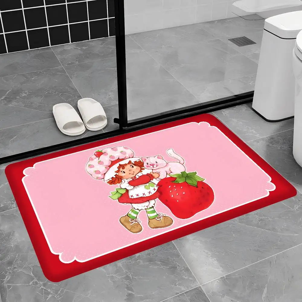 Animated Series S-Strawberry S-Shortcake Entrance Door Mat Washable Non-Slip Living Room Sofa Chairs Area Mat Kitchen