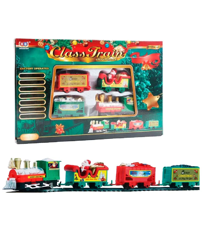 Tradineur-Christmas train toy 26 pieces-made of plastic-Christmas toy-rail up to 286 cm