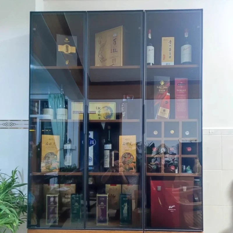 ตู้โชว์ในห้องนั่งเล่น ตู้โชว์แบบมีประตูกระจก เฟอร์นิเจอร์ร้านอาหาร บาร์สำหรับเครื่องดื่ม ห้องเก็บไวน์ไม้