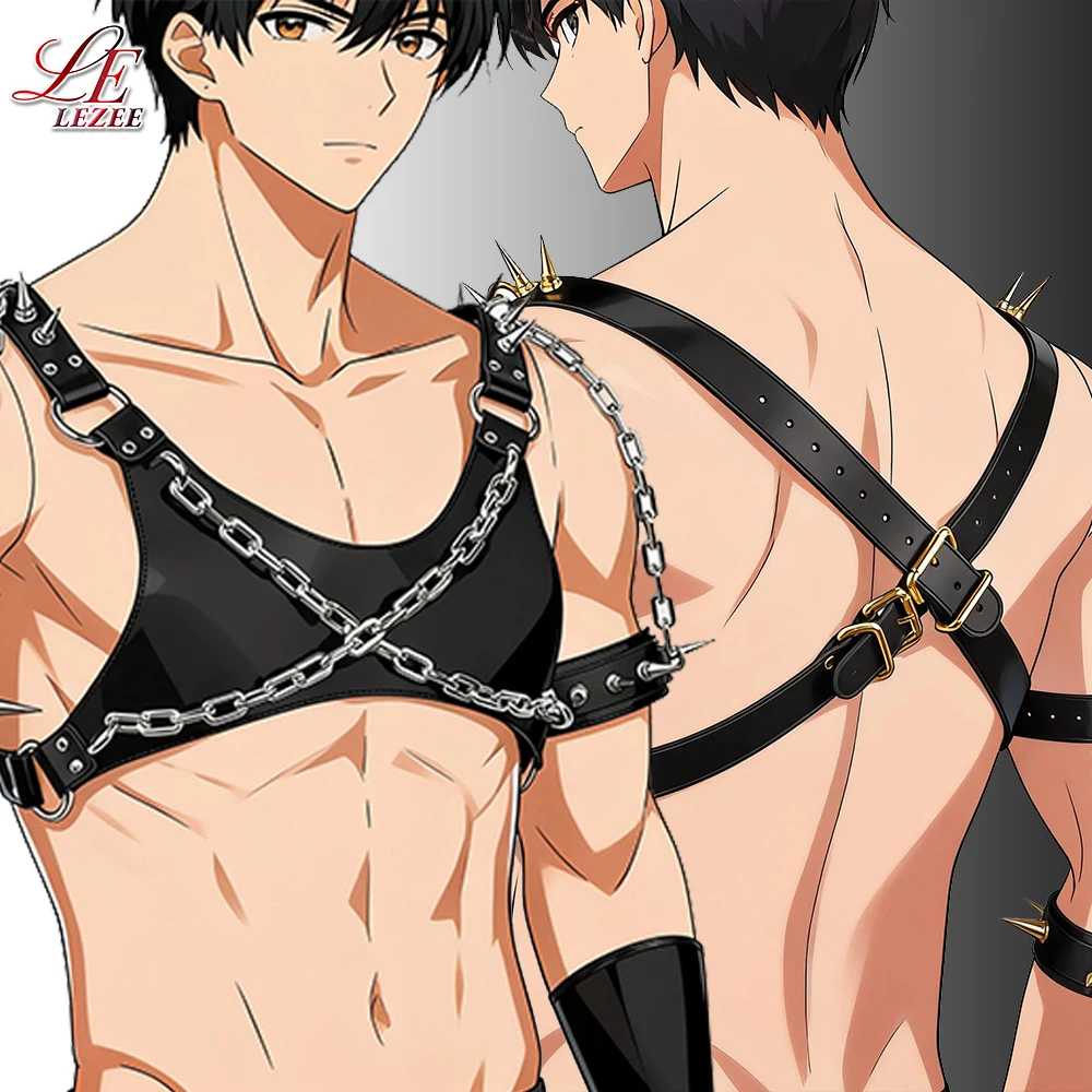 LEZEE الجسم عبودية حزام مربط صدر سراويل أحزمة مثير الكبار قضيب جلدي الملابس مجموعة الملابس الداخلية سلسلة الجنس لعب للنساء الرجال #1