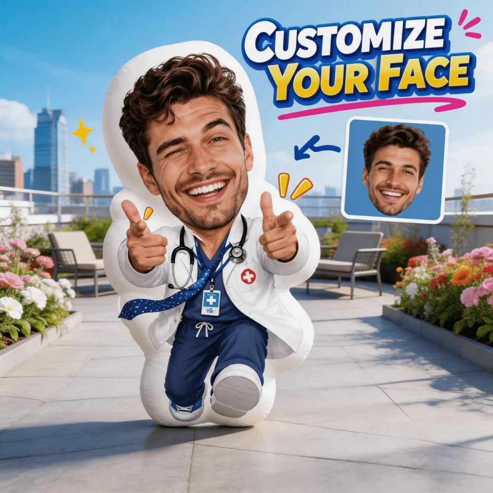 1Pc Doctor's Clothing Styling Custom Photo Throw Pillow, Personalized Double-Sided Design, Soft Plush Cushion with Insert