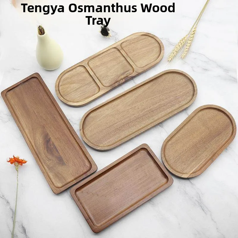 

Поднос из мангового дерева премиум-класса в японском стиле для кофе, десертов и тортов, прямоугольный, с глянцевым покрытием, для домашнего использования