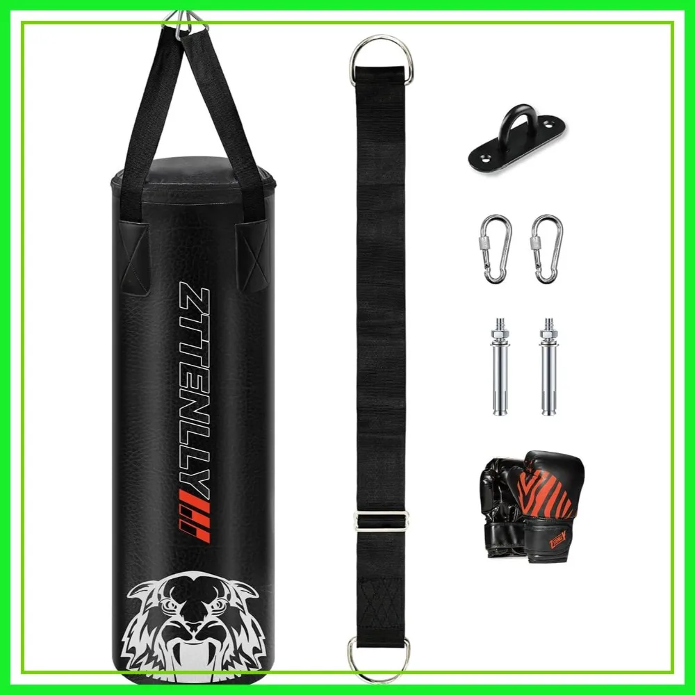 

Kids Punching Bag with Gloves - PU Leather, Adjustable Strap, Boxing Set for Ages 3-14