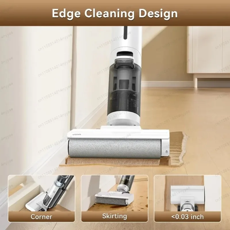 For ED12 Lite Wet Dry Vacuum Cleaner, Cordless Vacuum Mop With Self-Washing, 0.1 Inch Edge Cleaning 30min Runtime