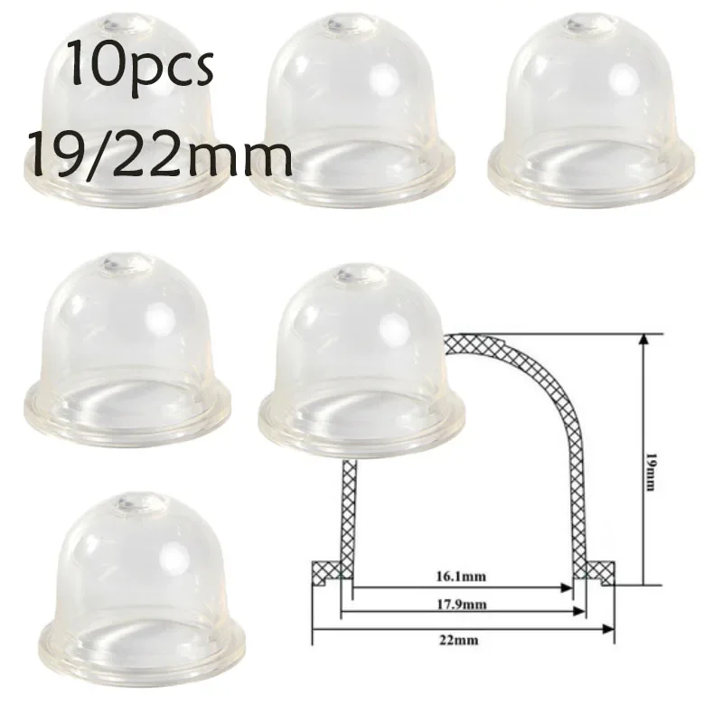 Suku Cadang Karburator 19/22Mm 10/20 Buah Tutup Bohlam Primer Karburator Pompa Bahan Bakar Kecil untuk Gergaji Mesin Pemotong Semak Pemangkas