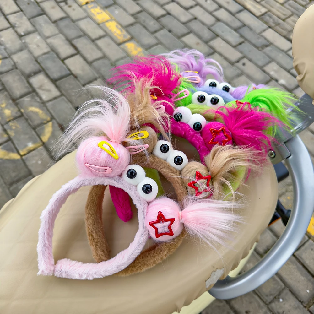 Plüsch Hässliche Puppe Haarband Frauen Kreative Lustige Stirnband Nette Waschen Gesicht Hoop Winter Haar Zubehör – Detail 3