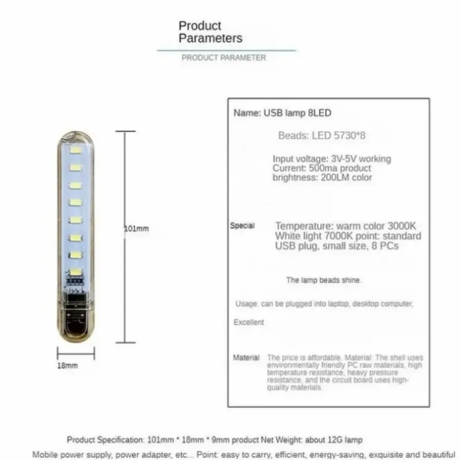 Uookzz ไฟ LED USB แบบพกพาขนาดเล็ก DC 5V สว่างเป็นพิเศษ3Led โคมไฟหนังสืออ่านหนังสือ8กระเป๋าเดินทางสำหรับแบตสำรอง PC แล็ปท็อปโน้ตบุ๊ค