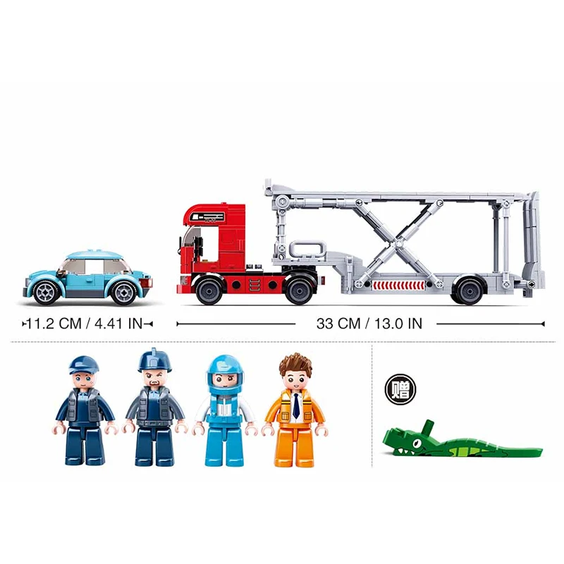 2024 Sluban City Building Block Garbage Dump Truck Tanker Car Cargo Freight Truck Engineering Vehicle Modern Model Brick Kid Toy