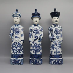 3 Generations of Chinese Emperors in Qing Dynasty, Porcelain Emperor Statue, Home Decoration