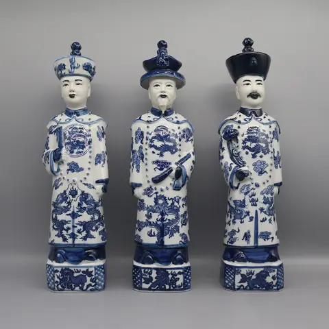3 Generations of Chinese Emperors in Qing Dynasty, Porcelain Emperor Statue, Home Decoration
