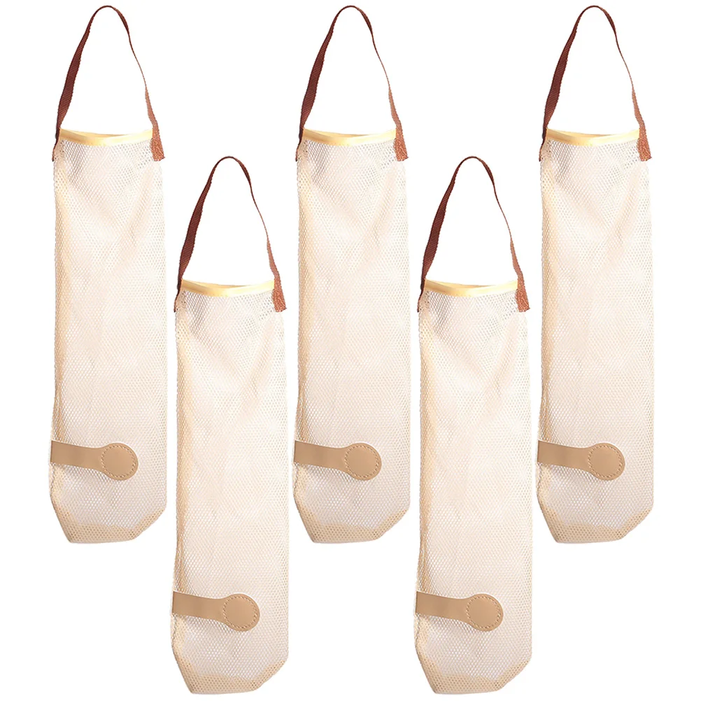 

5 Pcs Storage Bag Set Polyester Mesh Washable Kitchen Net Bags for Onion Potato Ginger Vegetable Fruits Household Organization