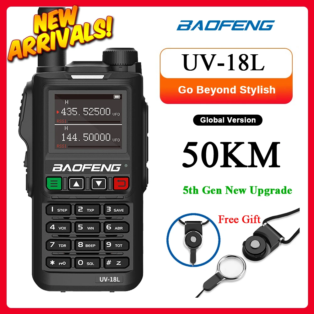 Baofeng UV18L handheld walkie talkie Long Range 50KM tpye-c charging One click frequency matching FM outdoor radio station