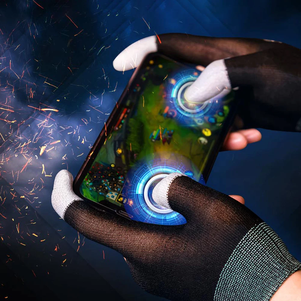 زوج واحد من غطاء إصبع الألعاب المضاد للانزلاق قفازات الإصبع المقاومة للعرق غطاء الإصبع قفازات الإبهام لألعاب الهاتف المحمول PUBG