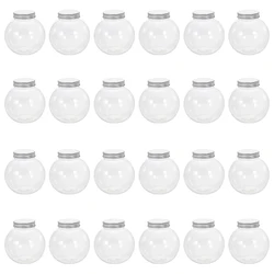 24 Pcs Christmas Candy Jar Juice Bottles Storage Clear Container Lid Packaging Ball Shaped Plastic Jars Treats Gift Box Drinks