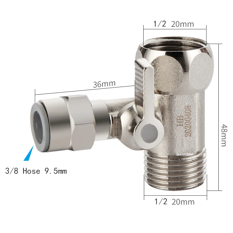 1/2\'\' Female Male To 1/4 3/8 Tube Water Adapter RO Feed Ball Valve Water Filter Reverse Osmosis System for Water Purifier Tap