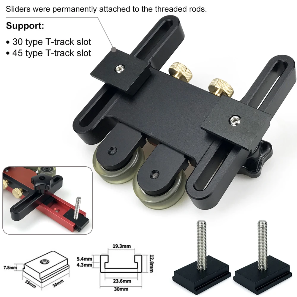 Woodworking Bearing Feeding Roller Feeder Table Saws Pressing Feeder Guide Board Fixing Bearing Wheel for T Tracks Fence