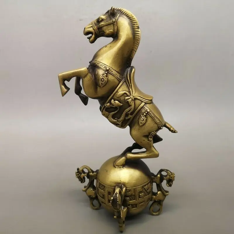 

Exquisite Old Chinese Brass Copper Handmade Polo Statue 80269