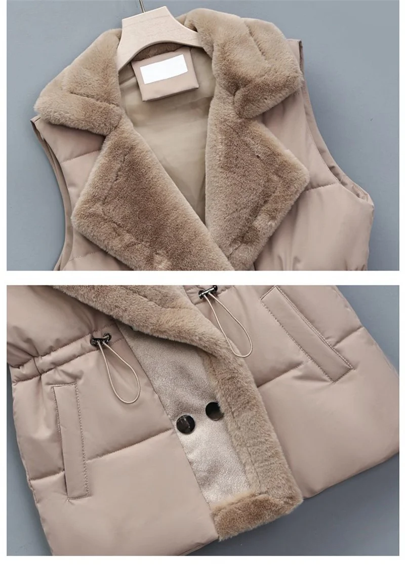 New Cotton Padded Sleeveless Women Outwear 2024 Solid Color Puffer Vest Ladies Coat Winter Down Cotton Waistcoat Female Jacket