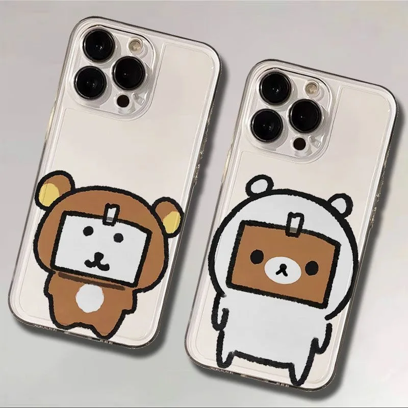 Rilakkuma interchangeable expression transparent phone case suitable for iPhone11 12 13 14 15 16 17pro max