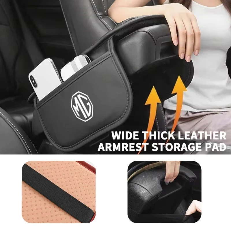 Car Armrest Pad Side Pocket Storage Pad Thickened Elbow Cushion Leather For MG ZS MG4 EV MG HS MG3 MG5 EV Marvel R MG ONE MG6
