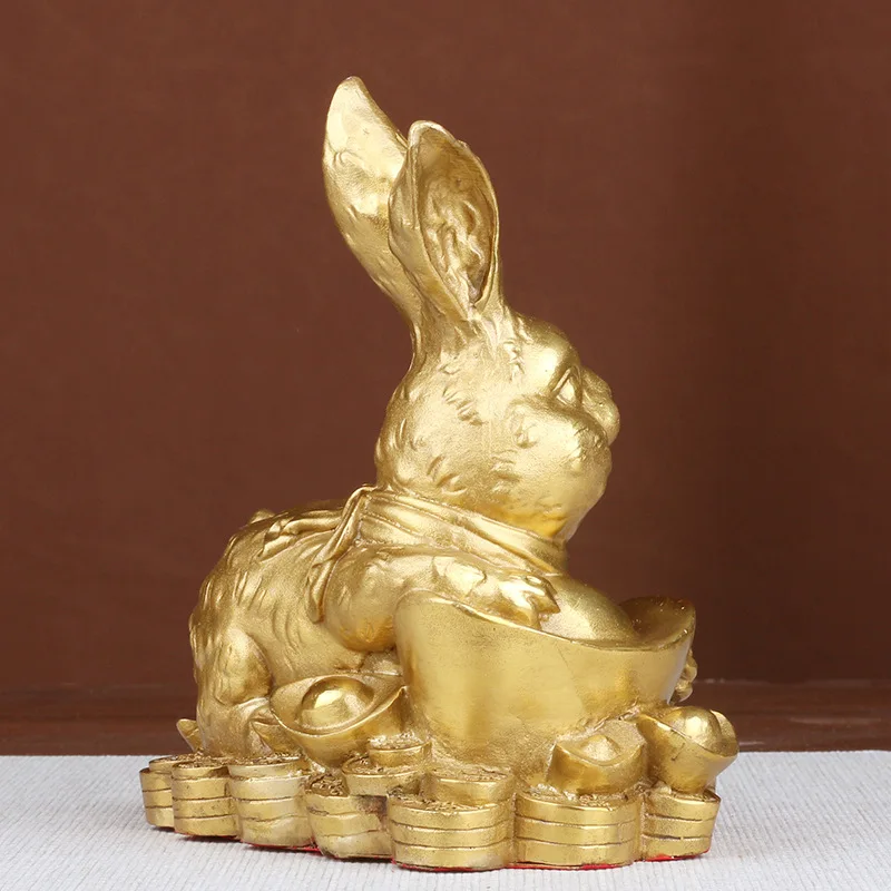 Copper Figurine Zodiac Craft Ingot Rabbit Lucky Charm Birthday Gift Living Room Office Car Decoration