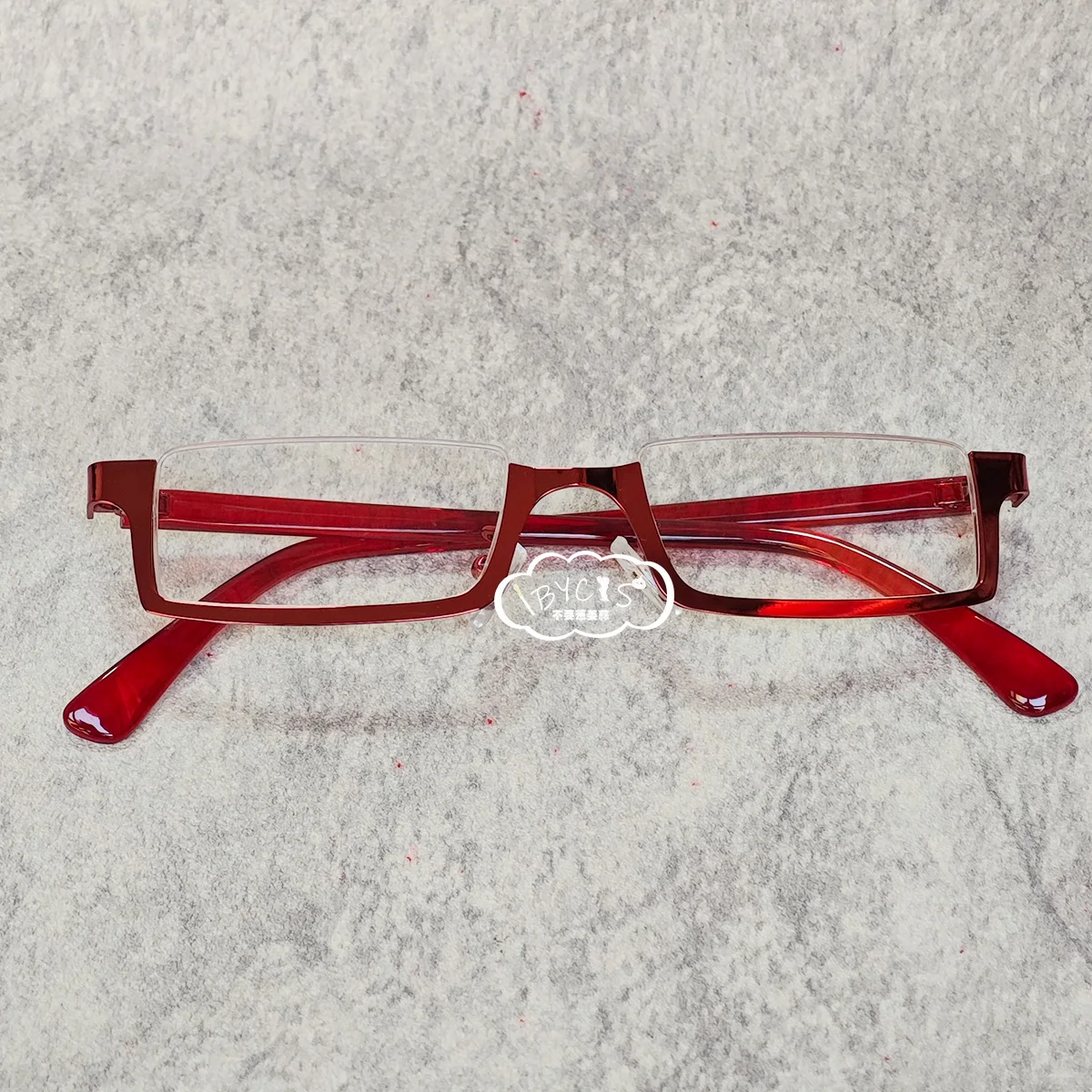 Orecchini cosplay anime rossi Orecchini rotondi grandi esagerati con set di occhiali a mezza montatura per costume Momo Ayase