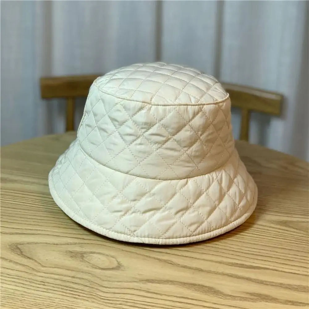 Korean Style Ultra-Light Bucket Hat Down Cotton Filling Warmth Fisherman Cap Ultra Light Windproof Panama Cap Winter Autumn