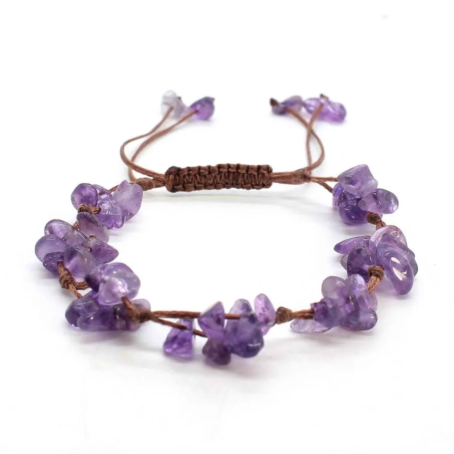 Macrame Crystal Chip Stone Braided Bracelet, Adjustable