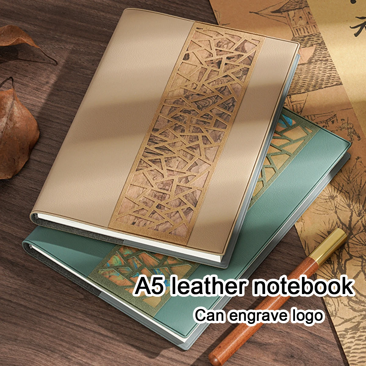 Leatherwork Logo - (Возможна гравировка логотипа) Кожаный блокнот формата