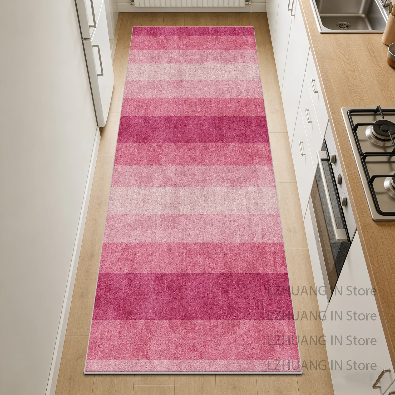 Modern Minimalist Striped Washable Kitchen Rug Decoration Home Non-slip Soft Runner Carpet Lint-free Long Corridor Floor Mats
