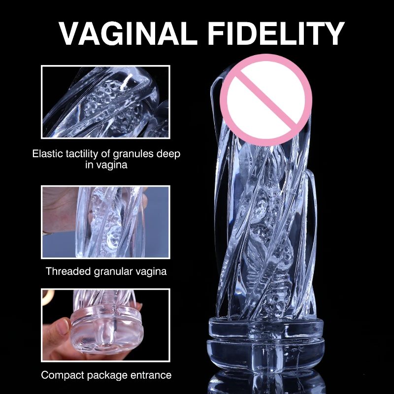 Vacuum Male Masturbators Pleasent Aircraft Cup Crystal Masturbation Device Soft Clear Pocket Pussy Penis Sleeve Adult Sex Toys