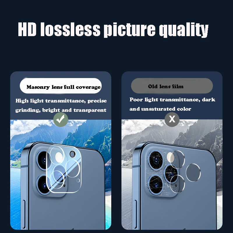 4Pcs 3D HD Back Camera Glass Protectors for iPhone 14 13 11 12 Pro Max 13 12 Mini 14 Plus Full Cover Lens Protective Glass Film
