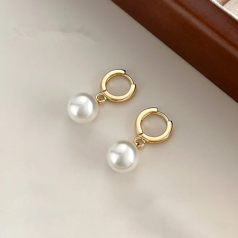 

Silver Color Minimalist Round Bead Pendant Hoop Earrings for Elegant Women Light Luxury Fashion Jewelry Accessories
