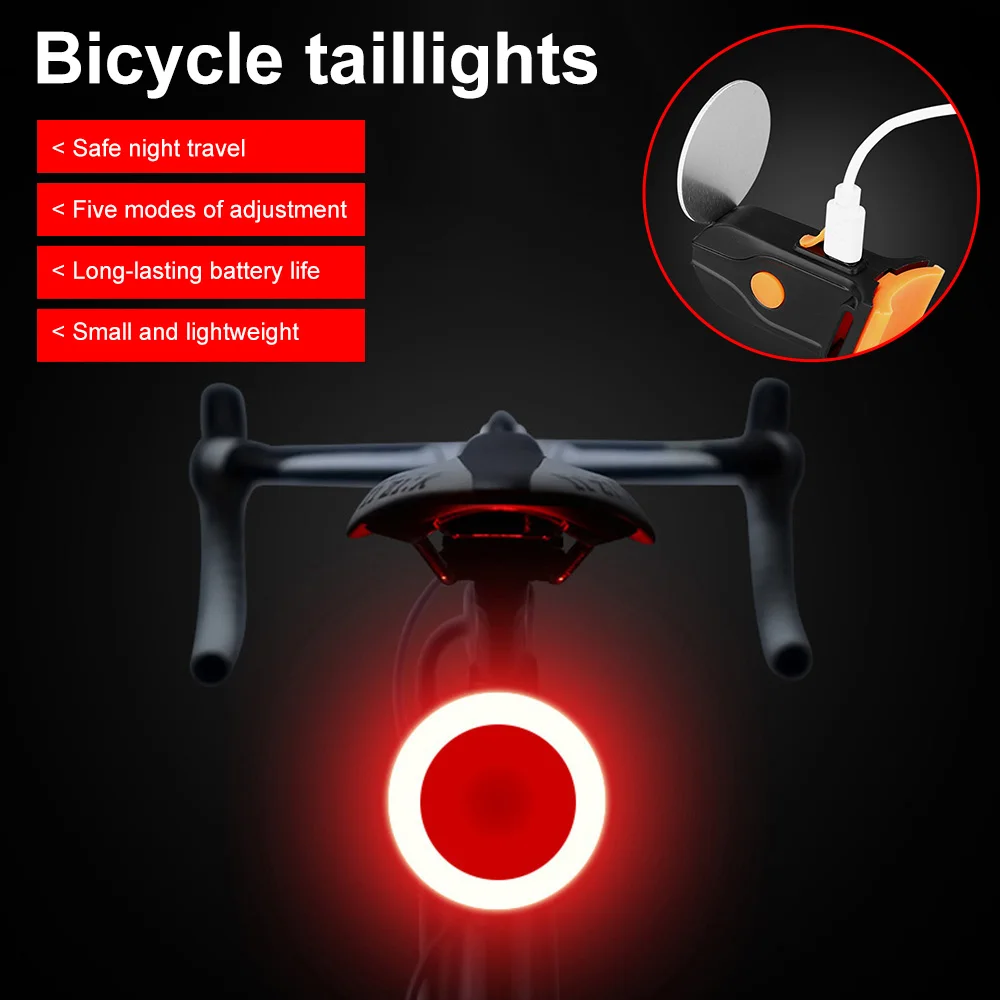 

Bicycle Tail Light Round Heart Bicycle Light Charging Mountain Lights Night Ride Road Bike Ride Creative Taillight Equipment