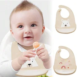 Baby Bibs  Print Waterproof Soft Silicone Baby Feeding Stuff Cute Pattern Kids Girl Boy Toddler Adjustable Children Bib