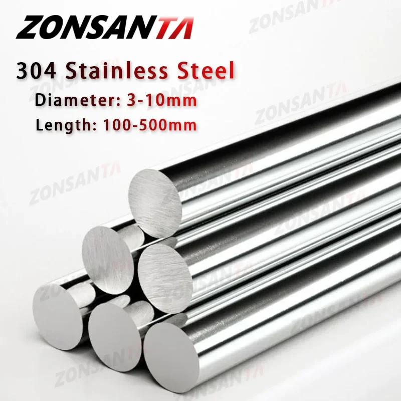 1pcs 304 Stainless Steel Rod Dia 3/4/4.5/5/5.5/6/6.5mm Solid Round Shaft Rod Bars For DIY Craft Model Car 100/200/300/400/500mm