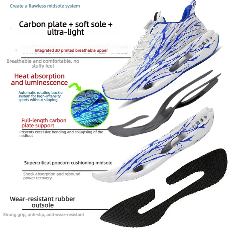 YUYIN Men Running Shoes Professional Marathon Sports Breathable Lightweight Women Comfortable Athletic Sneakers Carbon Board