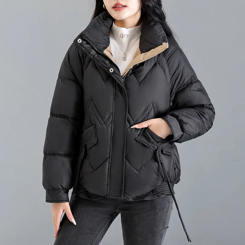 Chaqueta acolchada de algodón para mujer, Parkas gruesas y cálidas, ropa de exterior suelta, abrigo corto coreano, invierno, 2024