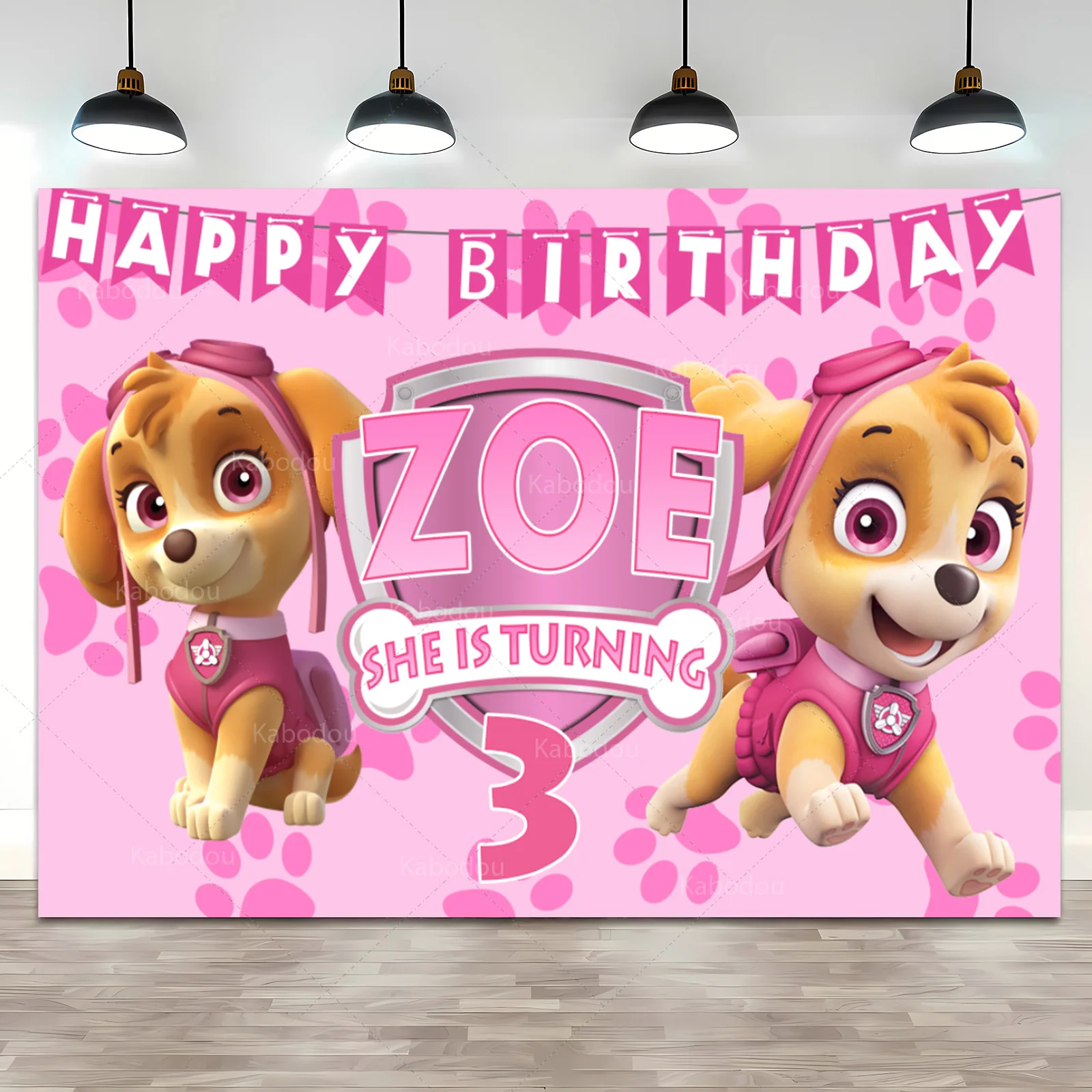 Custom Skye Everest Paw Patrol Backdrop Girl Kids Birthday Party Background Photography Puppy Dog Banner Decor Photo Studio