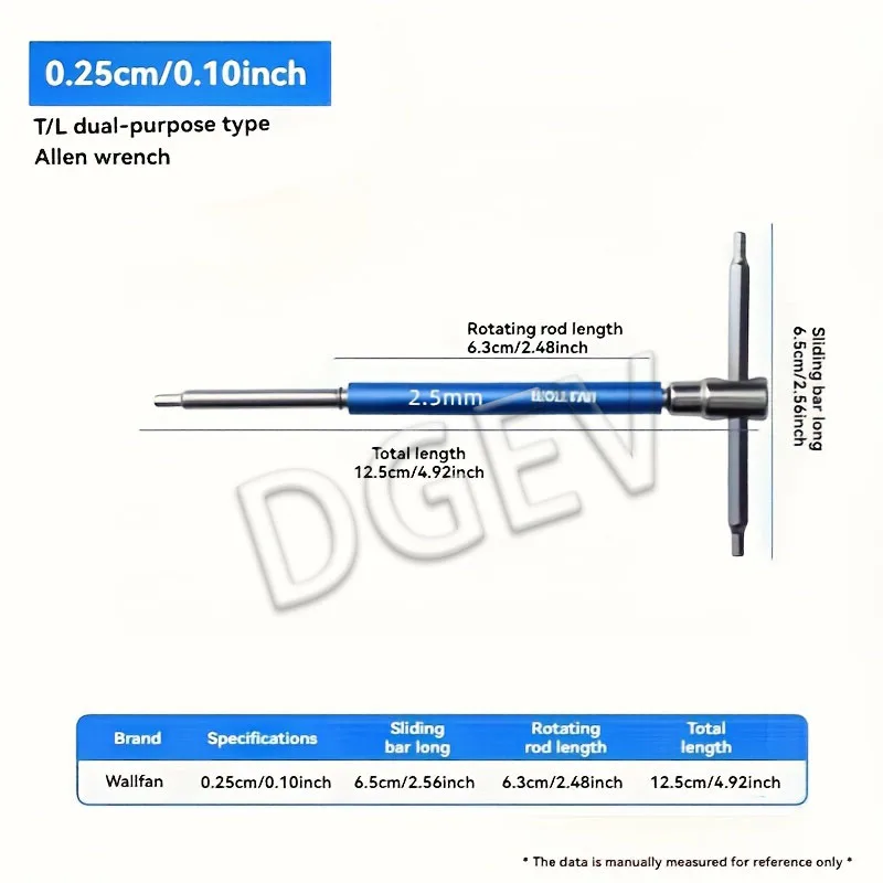 DGEV T/L 2.5/3/4/5/6/8/10mm Torx Schroevendraaier T Type Inbussleutel Chrome Spanner T-vormige Handje Uitgebreide T-Dopsleutel