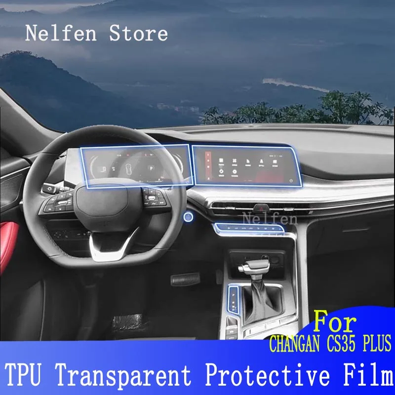 

For CHANGAN CS35 PLUS 2021-2023 Repair Sticker Center Console Gear Panel Screen TPU Car Interior Protective Film Anti-Scratch