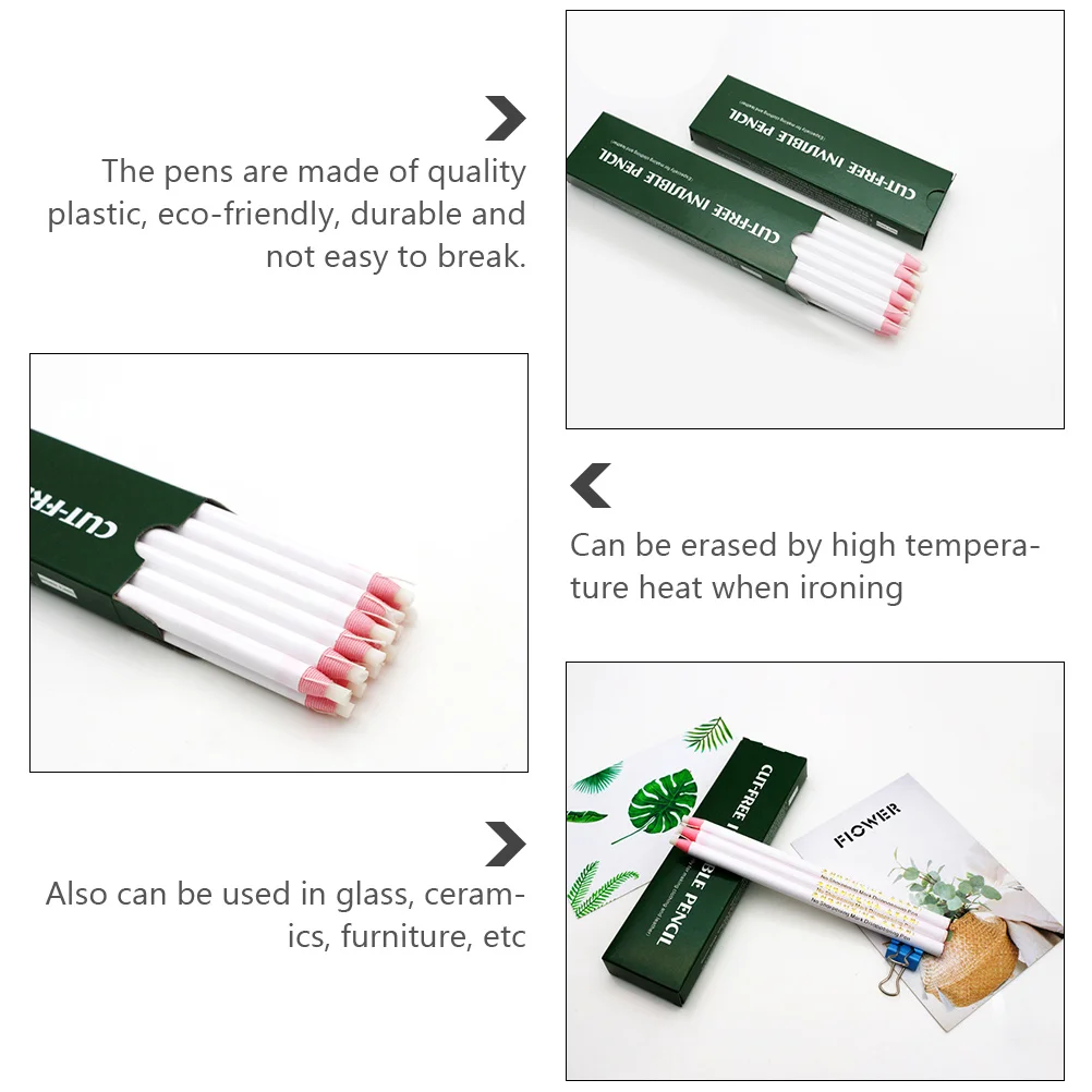 

12pcs Roll Thread Machine Sewing Pens Multi-Purpose Crayons Auto-Disappearing Marker Pens For Fabric Glass Ceramics Invisible