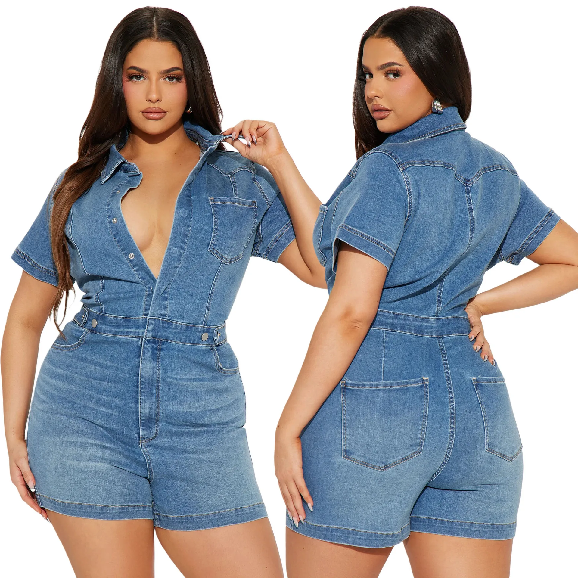 Alta elasticidad ort Sve Slim Fit Denim mono cintura alta mezcla de algodón primavera 2025 Faion ropa de mujer