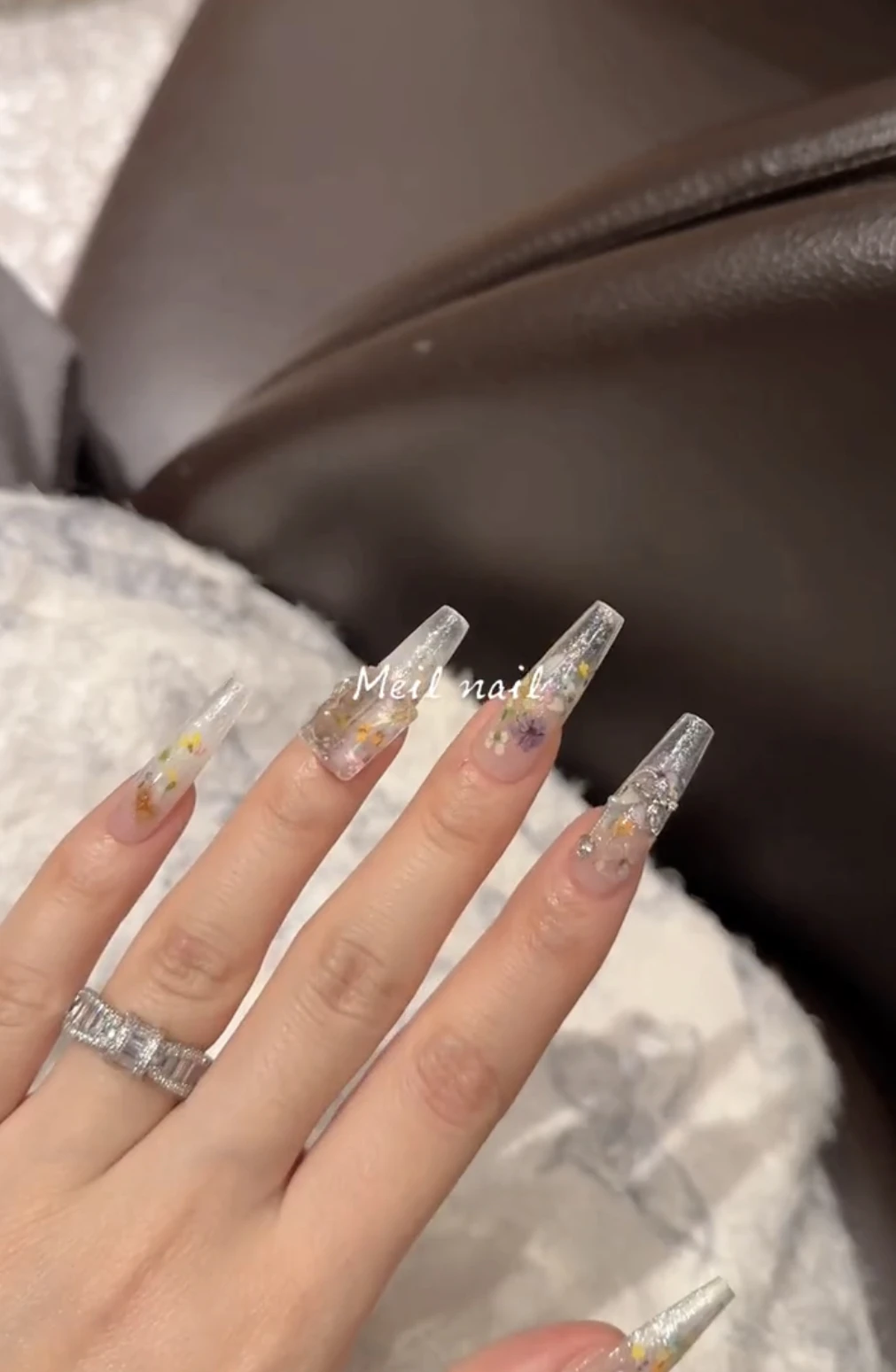 Press On Nails Handmade Natural Fingernails Y2k Style Dry Flower Designed  Full Cover Professional Artificial Nails For Women